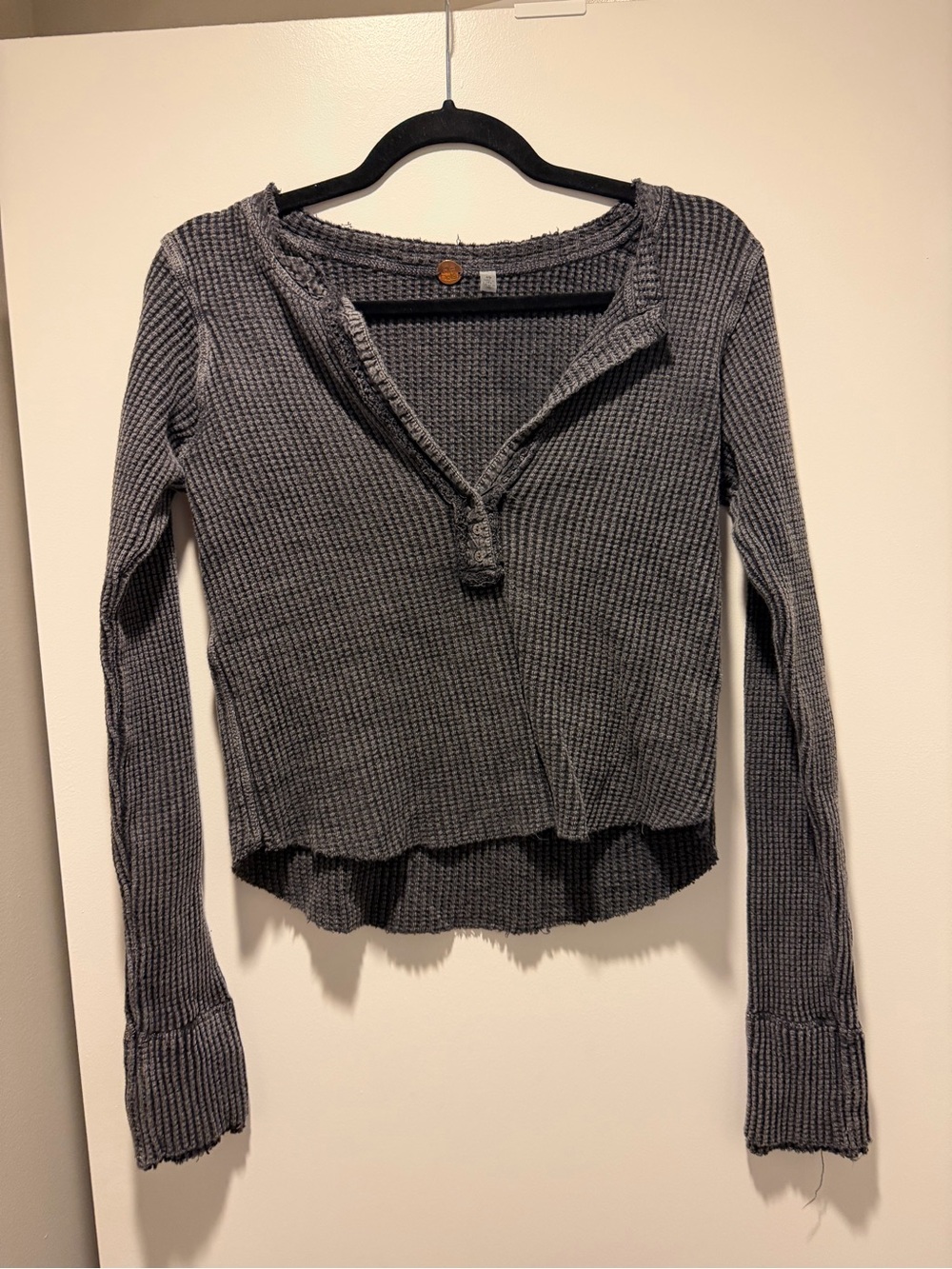 Free People- One Colt Thermal Top. Black. Size S